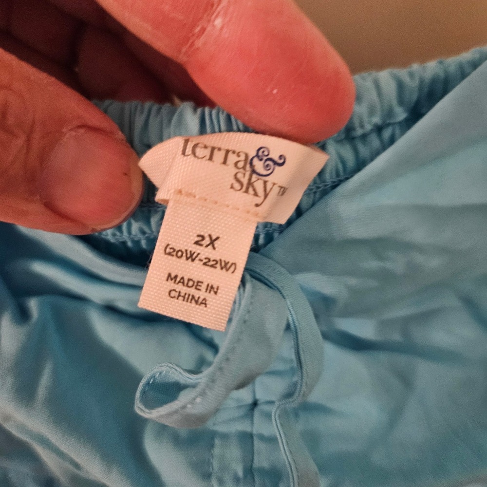 Terra Sky Tiered Maxi Dress Blue Color Block Strappy Smocked Bodice Plus Size 2X - Picture 2 of 7
